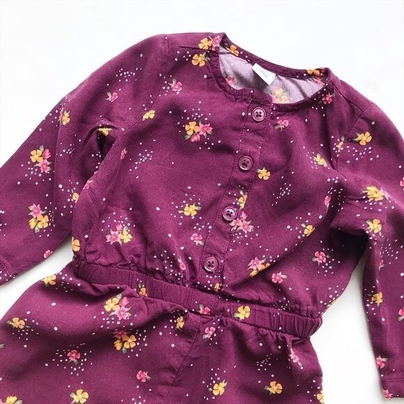 Old Navy plum floral LS romper VGUC  6-12 months - Picture 2 of 4